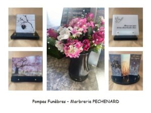 fleurs dans vase entre plaques