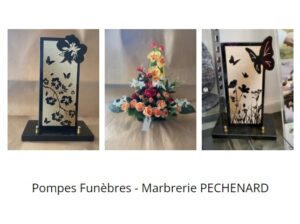 fleurs entre deux plaques funeraires